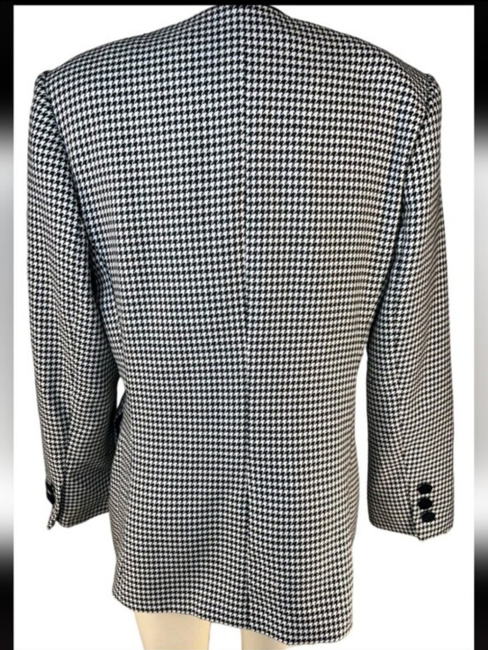Black & White Houndstooth Women's Blazer with Decorative Trim Sz 12 - Picture 10 of 10